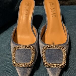 Journee Collection Blue Embellished Women's Mules